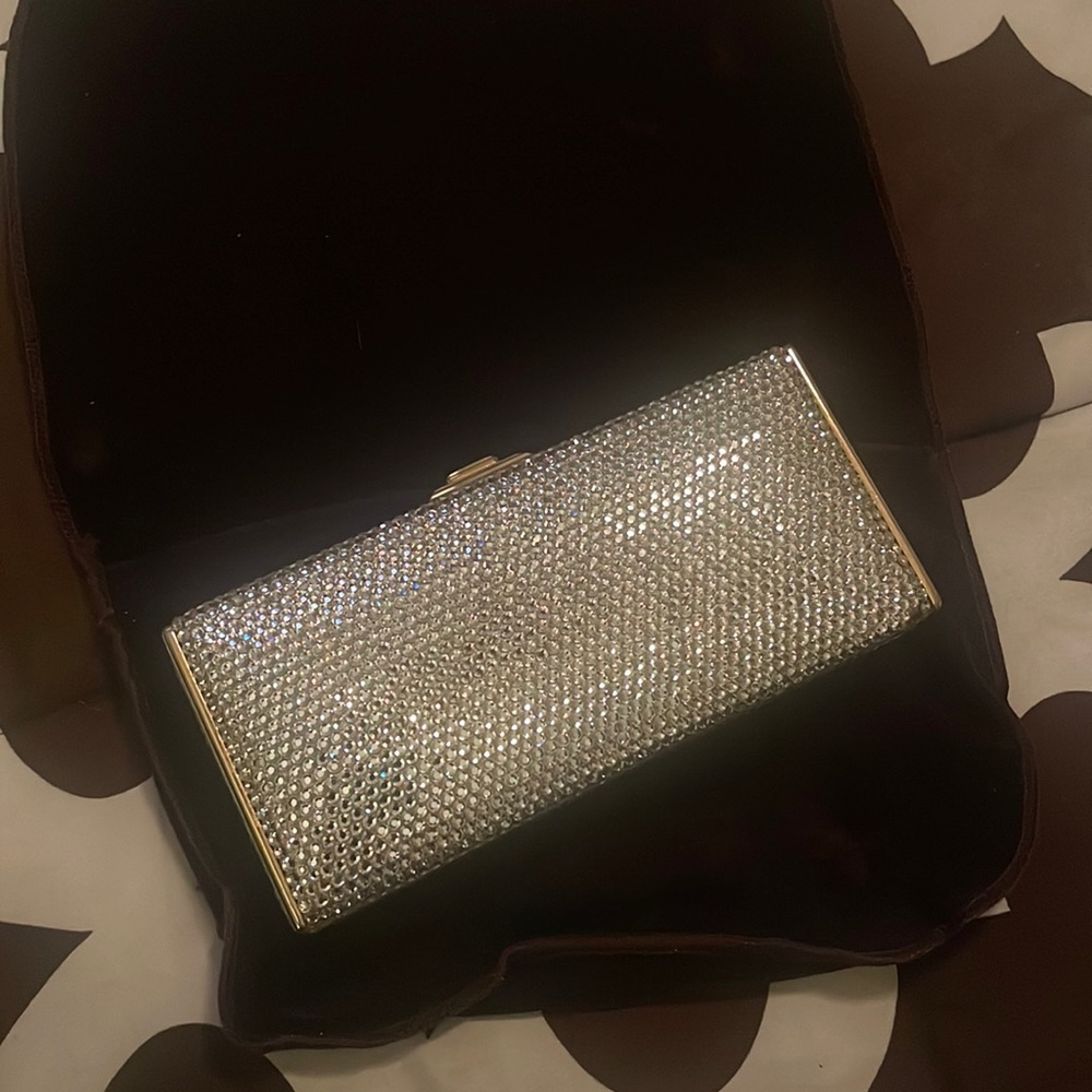 Judith Leiber Crystal Clutch with Gold Shoulder Chain